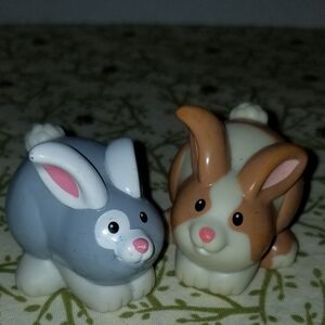 Little People Bunny Rabbit Bunnies Gray Brown White Cotton Tails